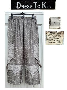 Dress To Kill Cotton Floral Wide-Leg Pants Elastic Waist Women Small-Large EUC